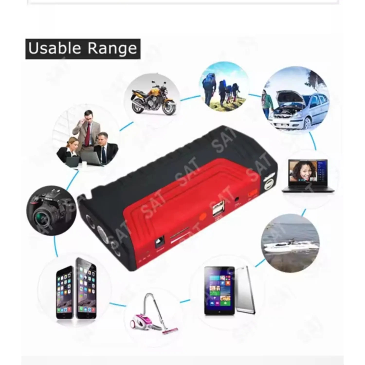 Arrancador de batería para coche con Compresor de aire inteligente