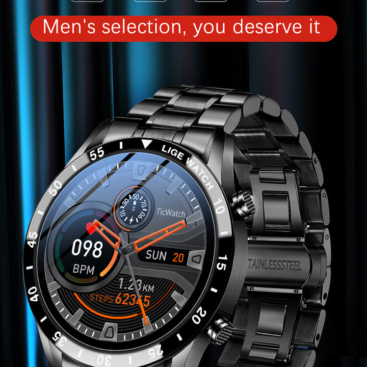 LIGE 2024 Smart Watch Men Full Circle Touch Screen Bluetooth Call Men Smartwatch Waterproof Sport Activity Fitness Watch+Box